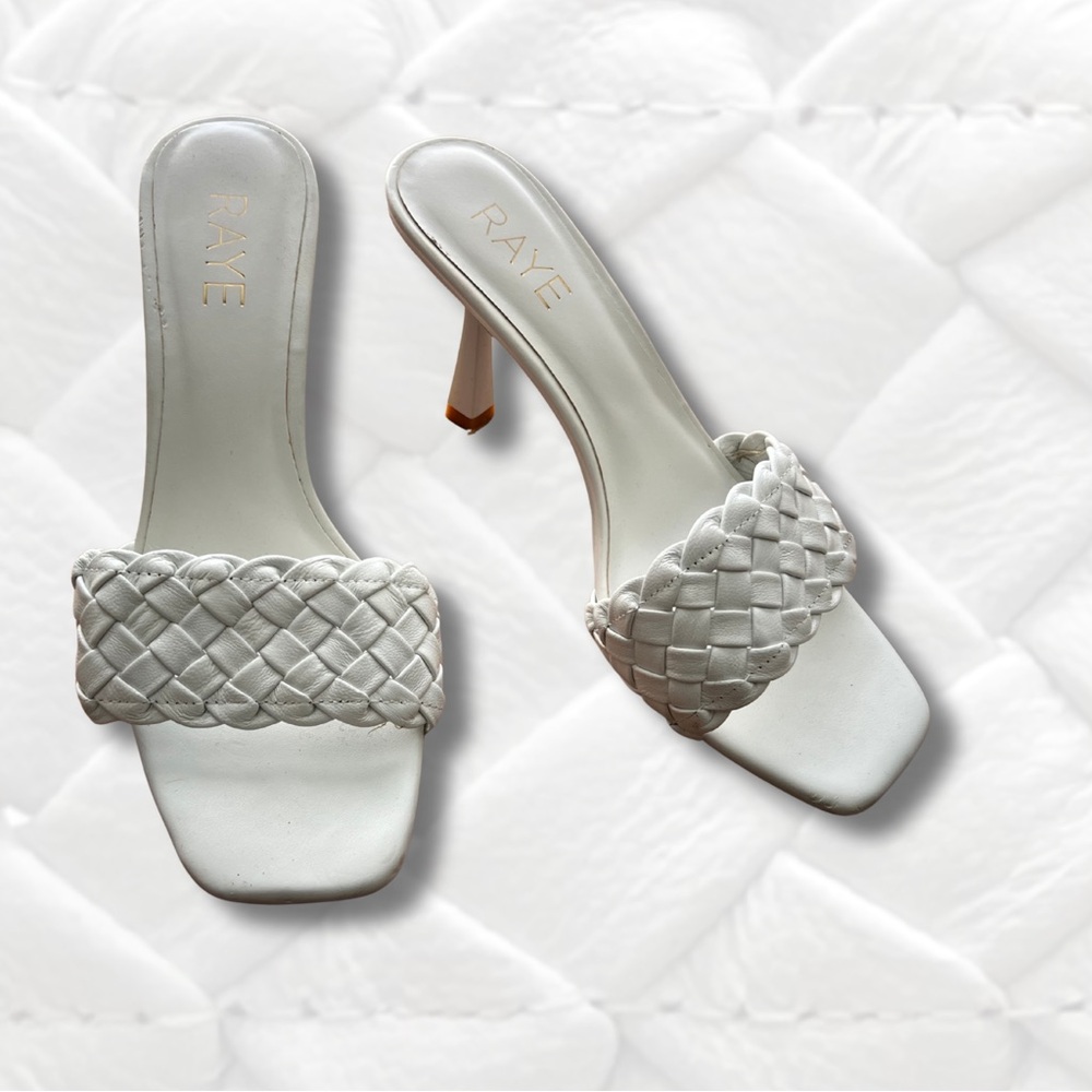 RAYE White Braided Heeled Sandals